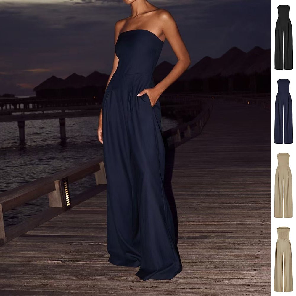 Loose Tube - top Jumpsuit Ins Fashion Backless Wide Leg Long Pants Overalls Women's Clothing - PratSN