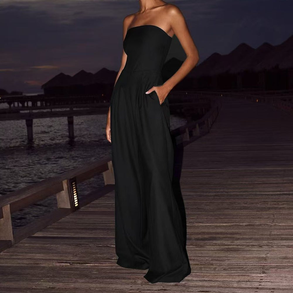 Loose Tube - top Jumpsuit Ins Fashion Backless Wide Leg Long Pants Overalls Women's Clothing - PratSN