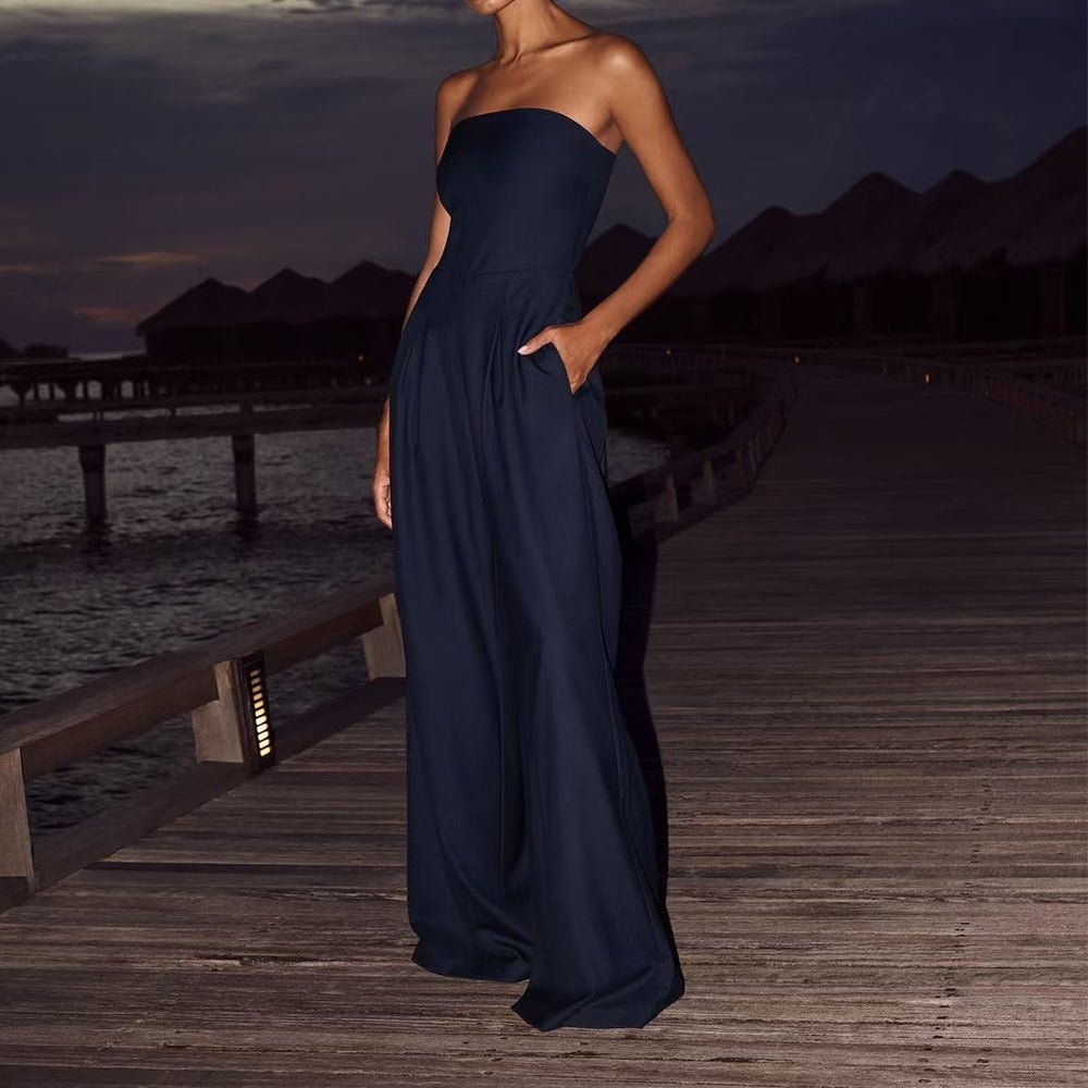 Loose Tube - top Jumpsuit Ins Fashion Backless Wide Leg Long Pants Overalls Women's Clothing - PratSN