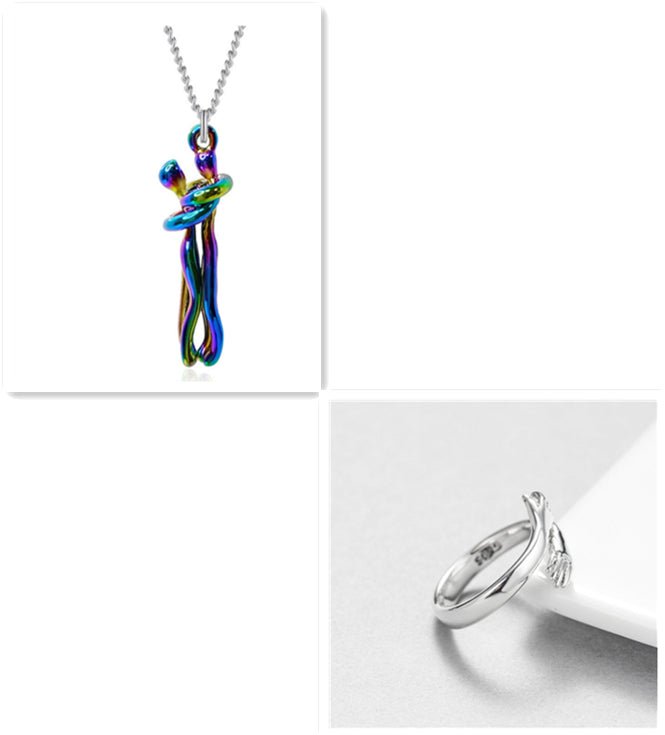 Love Hug Necklace Unisex Men Women Couple Jewelry Simple Temperament Clavicle Chain Valentines Day Lover Gift - PratSN