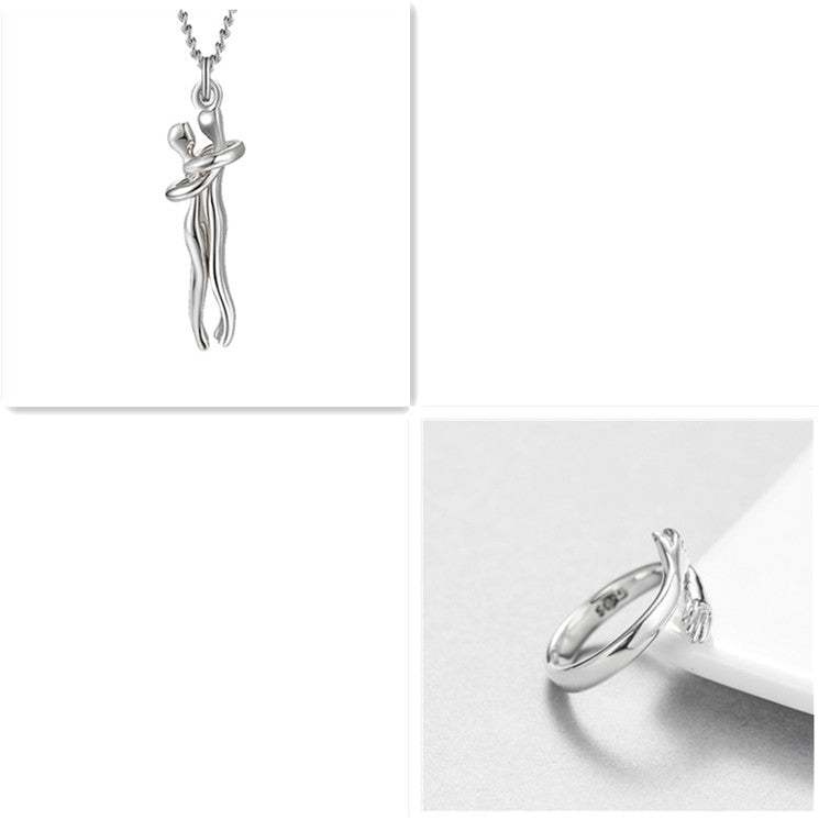 Love Hug Necklace Unisex Men Women Couple Jewelry Simple Temperament Clavicle Chain Valentines Day Lover Gift - PratSN