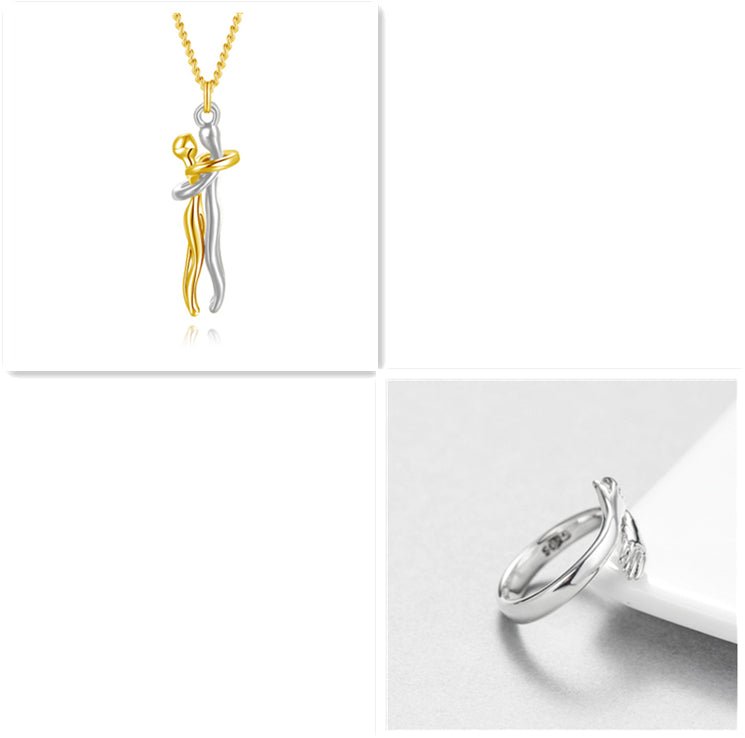 Love Hug Necklace Unisex Men Women Couple Jewelry Simple Temperament Clavicle Chain Valentines Day Lover Gift - PratSN