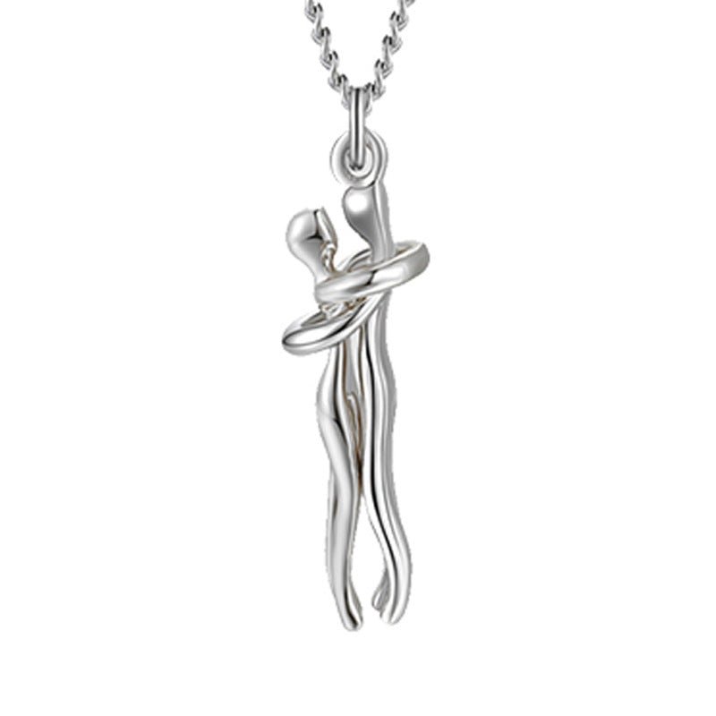 Love Hug Necklace Unisex Men Women Couple Jewelry Simple Temperament Clavicle Chain Valentines Day Lover Gift - PratSN