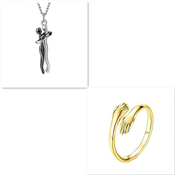 Love Hug Necklace Unisex Men Women Couple Jewelry Simple Temperament Clavicle Chain Valentines Day Lover Gift - PratSN