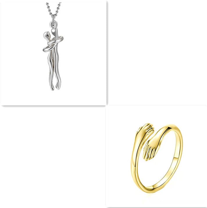 Love Hug Necklace Unisex Men Women Couple Jewelry Simple Temperament Clavicle Chain Valentines Day Lover Gift - PratSN