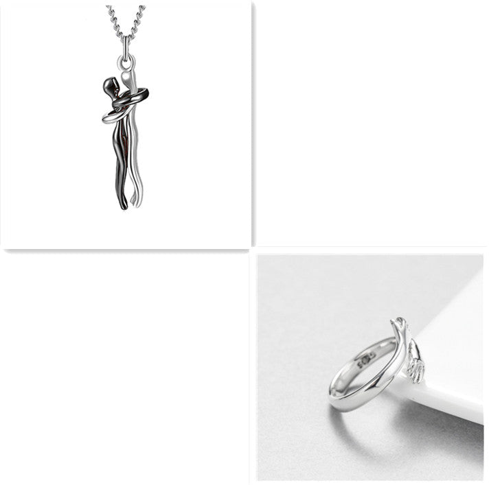 Love Hug Necklace Unisex Men Women Couple Jewelry Simple Temperament Clavicle Chain Valentines Day Lover Gift - PratSN