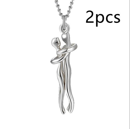 Love Hug Necklace Unisex Men Women Couple Jewelry Simple Temperament Clavicle Chain Valentines Day Lover Gift - PratSN