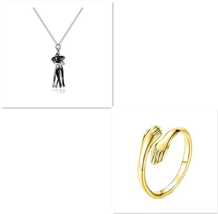 Love Hug Necklace Unisex Men Women Couple Jewelry Simple Temperament Clavicle Chain Valentines Day Lover Gift - PratSN