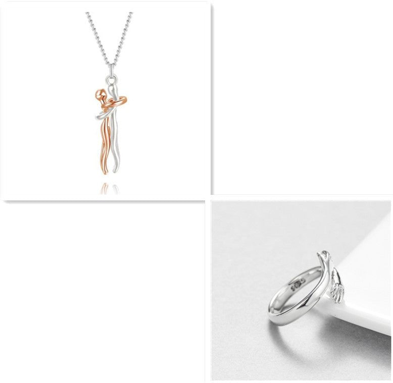 Love Hug Necklace Unisex Men Women Couple Jewelry Simple Temperament Clavicle Chain Valentines Day Lover Gift - PratSN