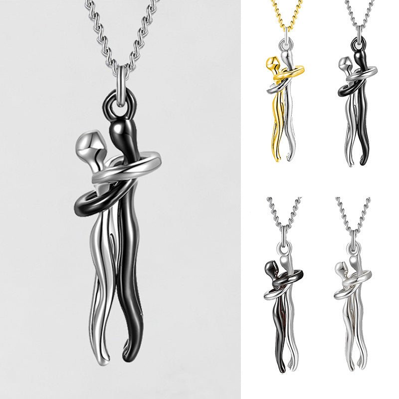 Love Hug Necklace Unisex Men Women Couple Jewelry Simple Temperament Clavicle Chain Valentines Day Lover Gift - PratSN