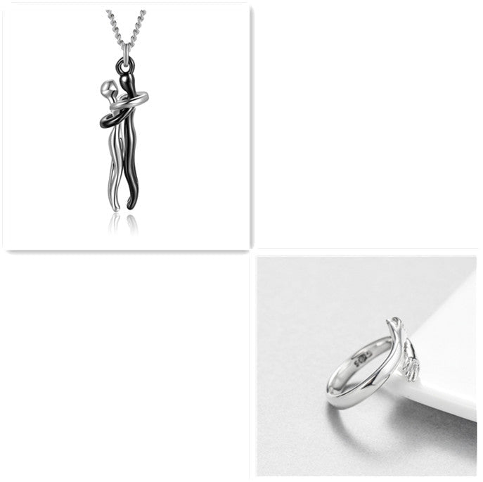 Love Hug Necklace Unisex Men Women Couple Jewelry Simple Temperament Clavicle Chain Valentines Day Lover Gift - PratSN