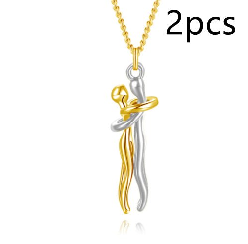 Love Hug Necklace Unisex Men Women Couple Jewelry Simple Temperament Clavicle Chain Valentines Day Lover Gift - PratSN