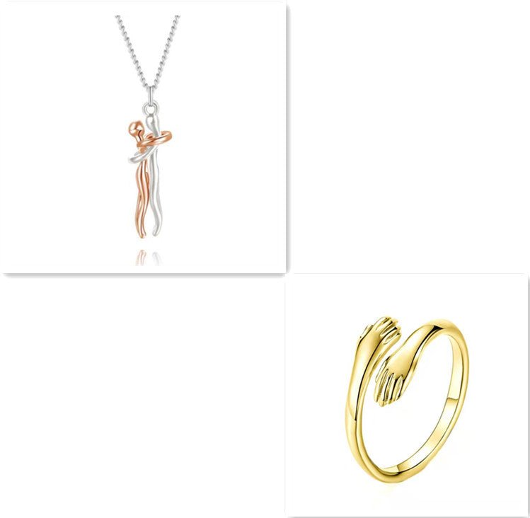 Love Hug Necklace Unisex Men Women Couple Jewelry Simple Temperament Clavicle Chain Valentines Day Lover Gift - PratSN