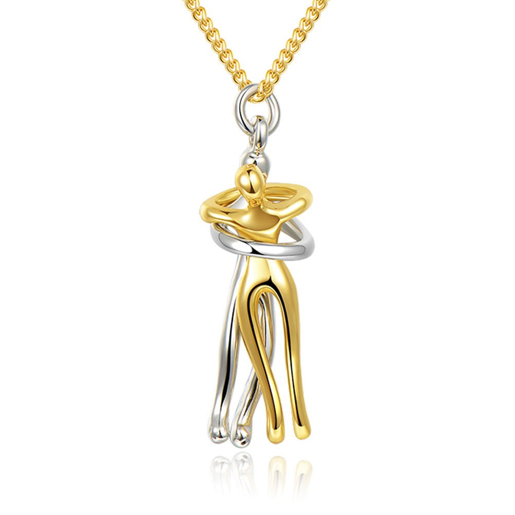 Love Hug Necklace Unisex Men Women Couple Jewelry Simple Temperament Clavicle Chain Valentines Day Lover Gift - PratSN
