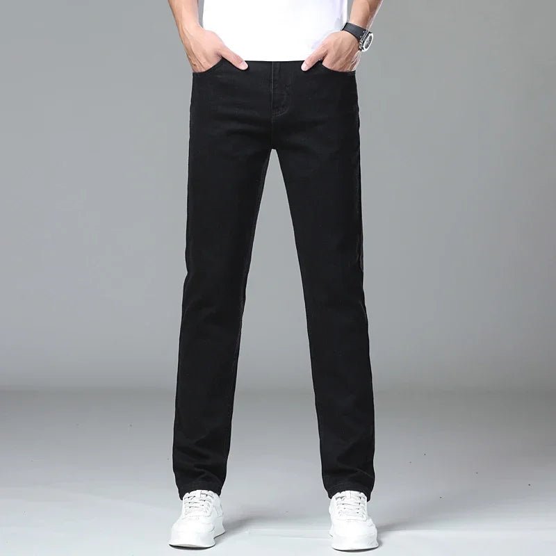 Male Luxury Classic Work Trousers Brand Clothing Casual Business Jeans Men's Straight Elastic Breathable Washed Denim Pants - PratSN