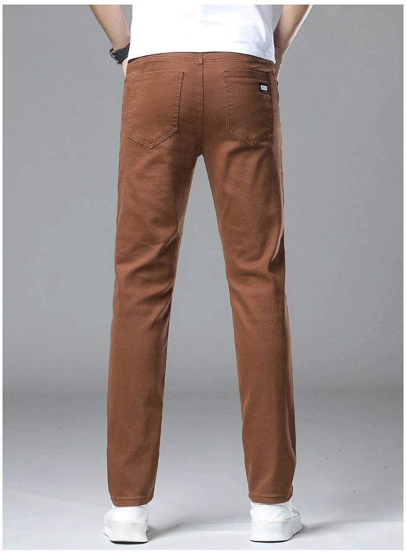 Male Luxury Classic Work Trousers Brand Clothing Casual Business Jeans Men's Straight Elastic Breathable Washed Denim Pants - PratSN