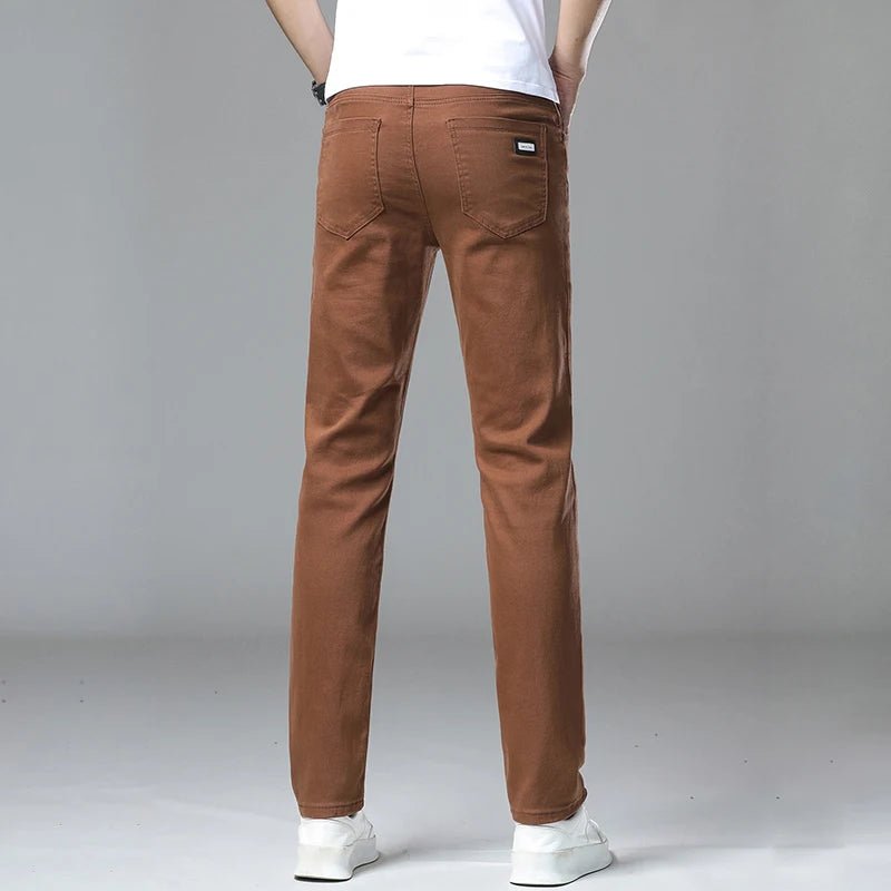 Male Luxury Classic Work Trousers Brand Clothing Casual Business Jeans Men's Straight Elastic Breathable Washed Denim Pants - PratSN