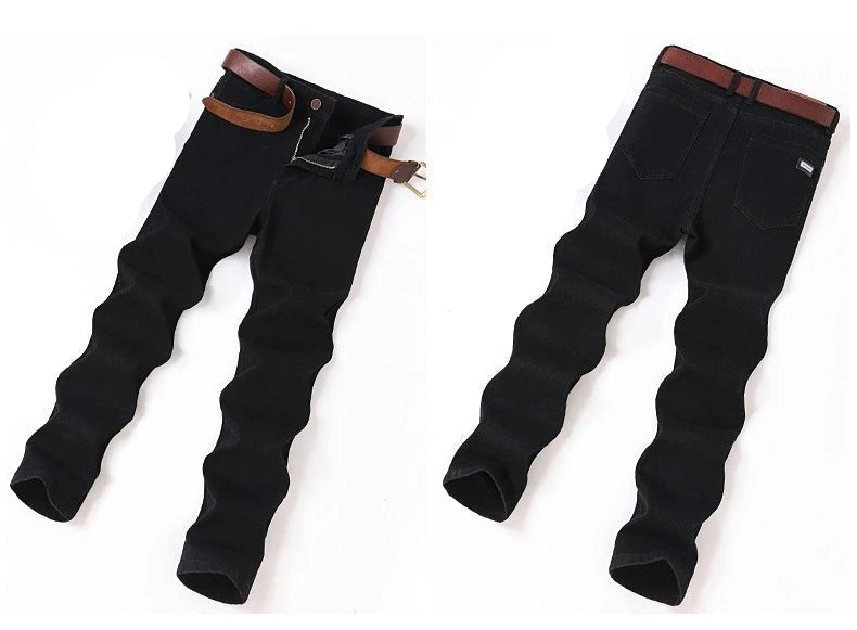 Male Luxury Classic Work Trousers Brand Clothing Casual Business Jeans Men's Straight Elastic Breathable Washed Denim Pants - PratSN