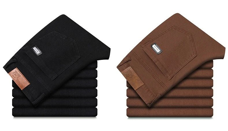 Male Luxury Classic Work Trousers Brand Clothing Casual Business Jeans Men's Straight Elastic Breathable Washed Denim Pants - PratSN