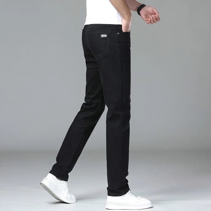 Male Luxury Classic Work Trousers Brand Clothing Casual Business Jeans Men's Straight Elastic Breathable Washed Denim Pants - PratSN