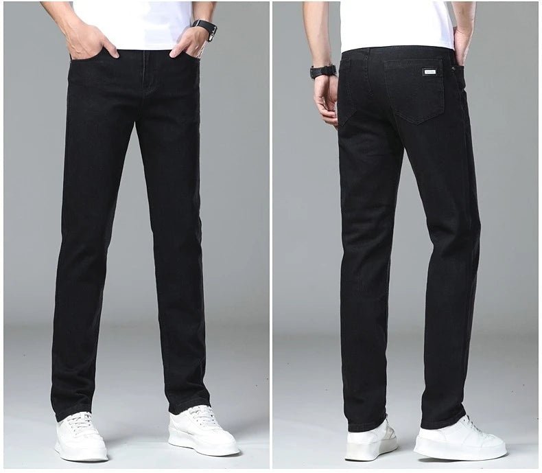 Male Luxury Classic Work Trousers Brand Clothing Casual Business Jeans Men's Straight Elastic Breathable Washed Denim Pants - PratSN