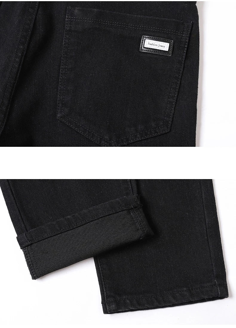 Male Luxury Classic Work Trousers Brand Clothing Casual Business Jeans Men's Straight Elastic Breathable Washed Denim Pants - PratSN