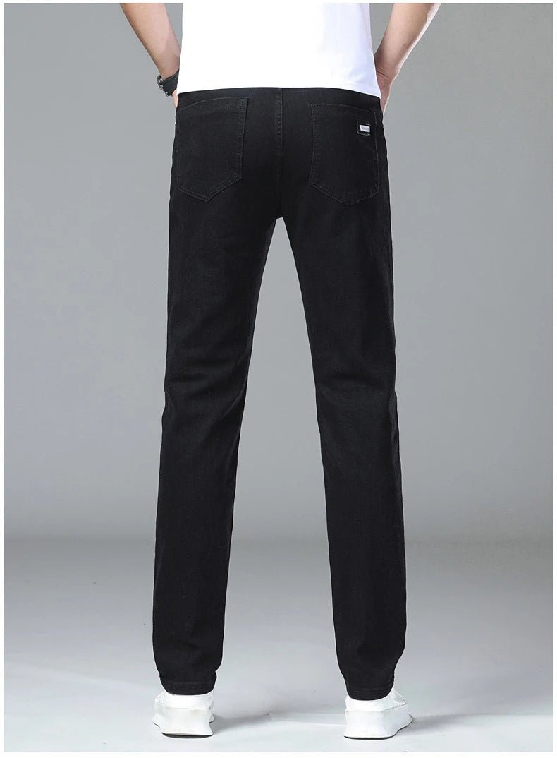 Male Luxury Classic Work Trousers Brand Clothing Casual Business Jeans Men's Straight Elastic Breathable Washed Denim Pants - PratSN