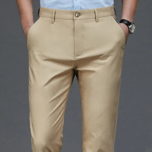 Male Pants Stretch Solid Black Smart Casual Men's Trousers Office Quick Dry Suit Pants New Spring Autumn Korean Straight Pants - PratSN
