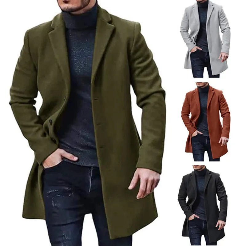 Male Streetwear Jackets Man's Solid Color Casual Outerwear And Coats Single Breasted Lapel Wool Men's Jacket For Spring Winter - PratSN