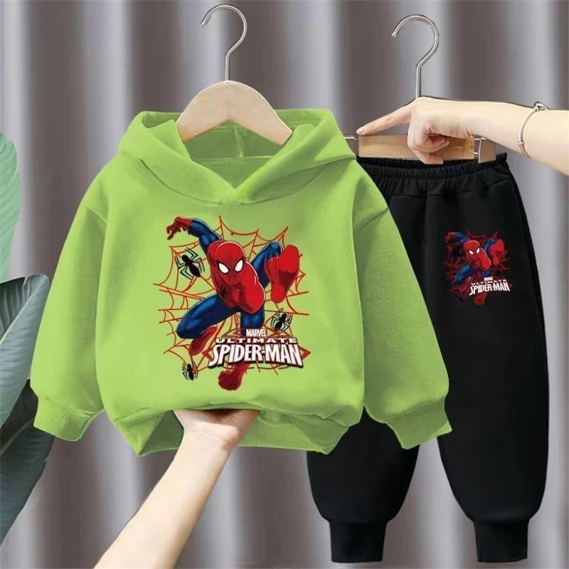 Marvel Spring Autumn Children's Clothing Sets Spiderman Boys Sweatshirt+Sweatpant 2pcs Kids Hooded Sport Pullover Set Tracksuit - PratSN