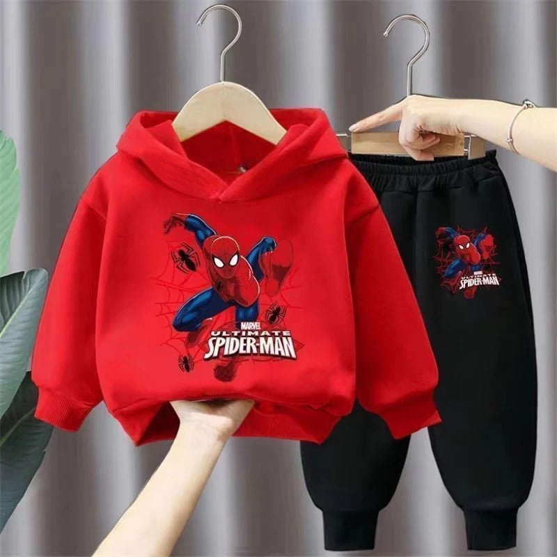 Marvel Spring Autumn Children's Clothing Sets Spiderman Boys Sweatshirt+Sweatpant 2pcs Kids Hooded Sport Pullover Set Tracksuit - PratSN