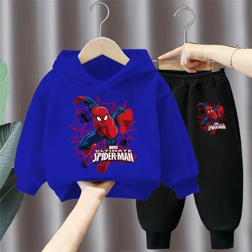 Marvel Spring Autumn Children's Clothing Sets Spiderman Boys Sweatshirt+Sweatpant 2pcs Kids Hooded Sport Pullover Set Tracksuit - PratSN