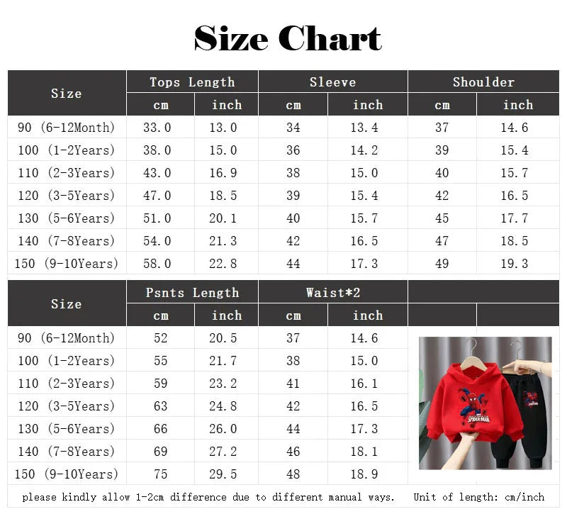 Marvel Spring Autumn Children's Clothing Sets Spiderman Boys Sweatshirt+Sweatpant 2pcs Kids Hooded Sport Pullover Set Tracksuit - PratSN