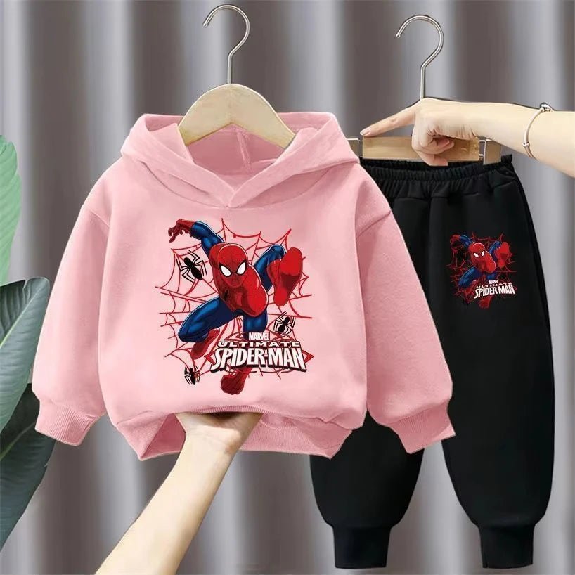 Marvel Spring Autumn Children's Clothing Sets Spiderman Boys Sweatshirt+Sweatpant 2pcs Kids Hooded Sport Pullover Set Tracksuit - PratSN