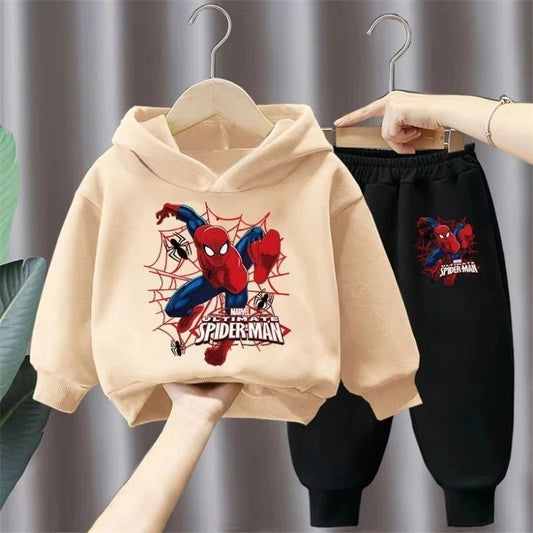 Marvel Spring Autumn Children's Clothing Sets Spiderman Boys Sweatshirt+Sweatpant 2pcs Kids Hooded Sport Pullover Set Tracksuit - PratSN