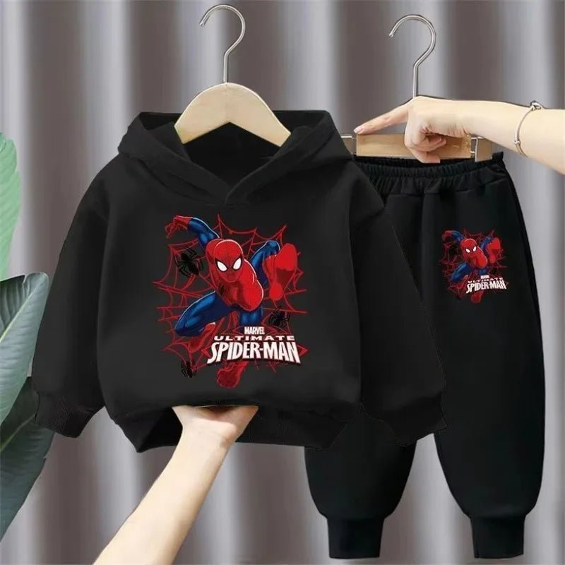 Marvel Spring Autumn Children's Clothing Sets Spiderman Boys Sweatshirt+Sweatpant 2pcs Kids Hooded Sport Pullover Set Tracksuit - PratSN
