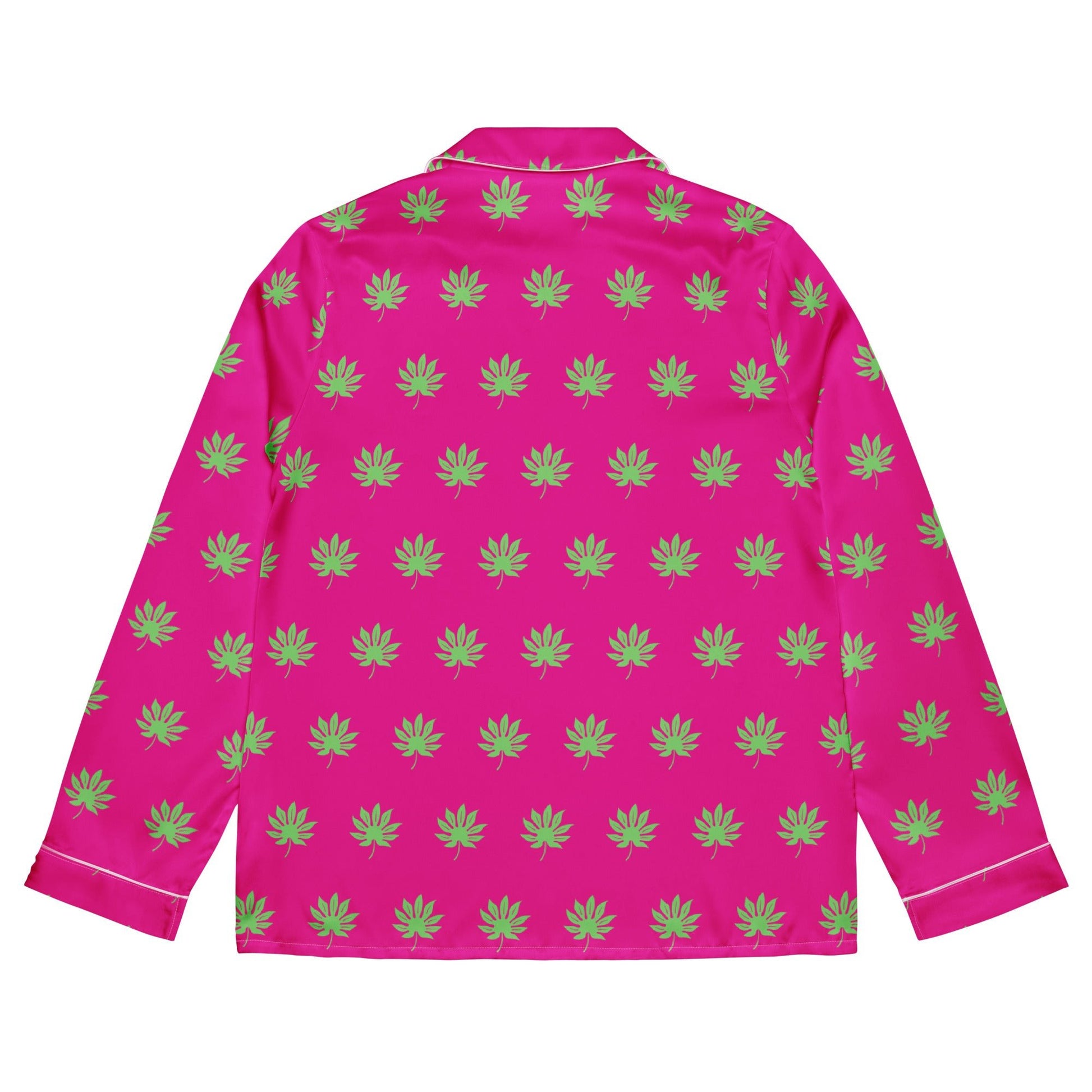 Medium voilet red leaf pattern sleep wear - women’s long sleeve pajama top - PratSN