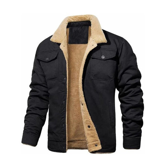 Men Autumnwinter Retro Plush Jacket Thickened Windproof Loose Comfortable Warm Fashionable Street Style Casual Work Jacket - PratSN