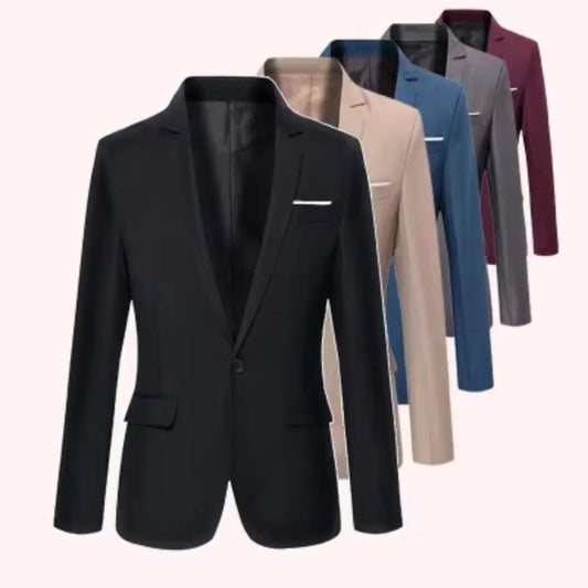 Men Blazer Single Button Cardigan Full Sleeve Slim Fit Turn Down Collar Top Blazer Solid Smart Casual Outwear Spring 2025 - PratSN