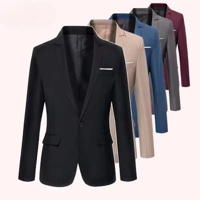 Men Blazer Single Button Cardigan Full Sleeve Slim Fit Turn Down Collar Top Blazer Solid Smart Casual Outwear Spring 2025 - PratSN
