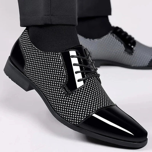 Men Dress Shoes For Men Oxfords PU Leather Shoes Lace Up Formal Black Leather Wedding Party Shoes Casual Luxury Brand Men's 2023 - PratSN