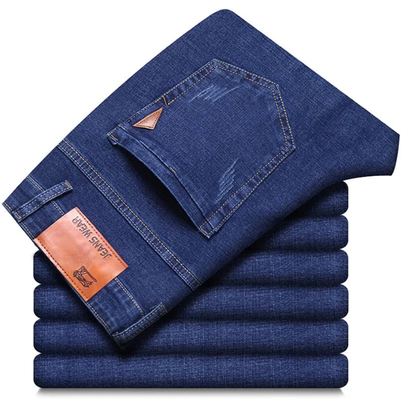 Men Fashion Straight Jeans Men 2024 New Stretch Slim Fit Pants Comfortable Soft Business Denim Trousers Male Brand Clothing - PratSN
