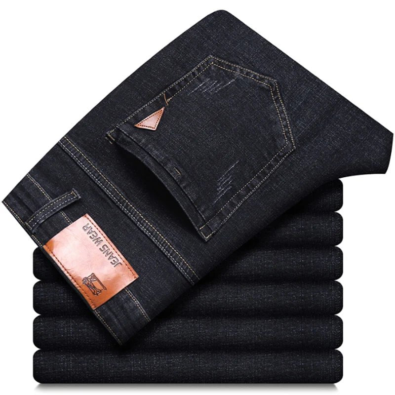 Men Fashion Straight Jeans Men 2024 New Stretch Slim Fit Pants Comfortable Soft Business Denim Trousers Male Brand Clothing - PratSN