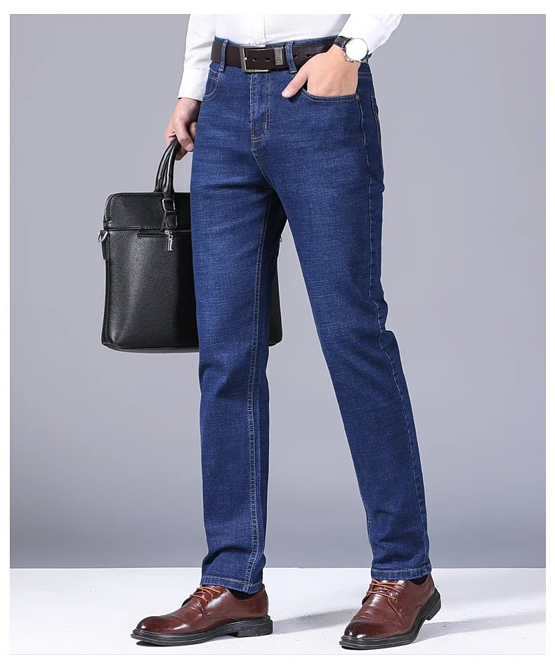Men Fashion Straight Jeans Men 2024 New Stretch Slim Fit Pants Comfortable Soft Business Denim Trousers Male Brand Clothing - PratSN