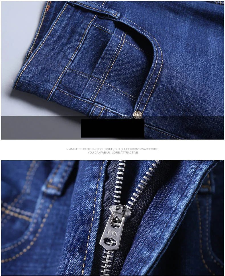 Men Fashion Straight Jeans Men 2024 New Stretch Slim Fit Pants Comfortable Soft Business Denim Trousers Male Brand Clothing - PratSN