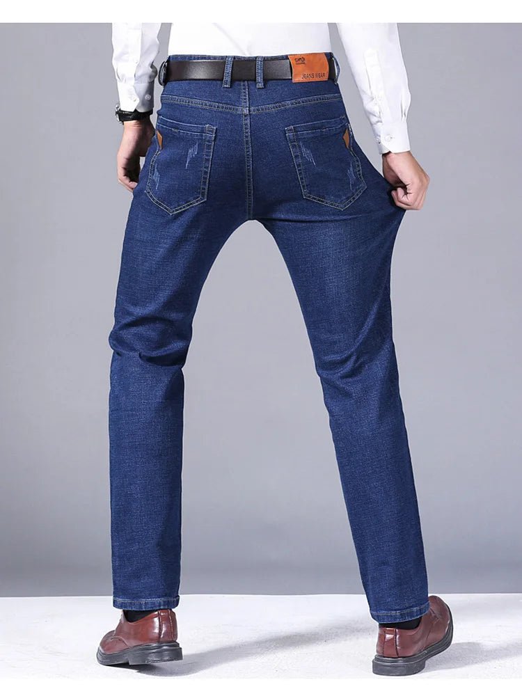 Men Fashion Straight Jeans Men 2024 New Stretch Slim Fit Pants Comfortable Soft Business Denim Trousers Male Brand Clothing - PratSN