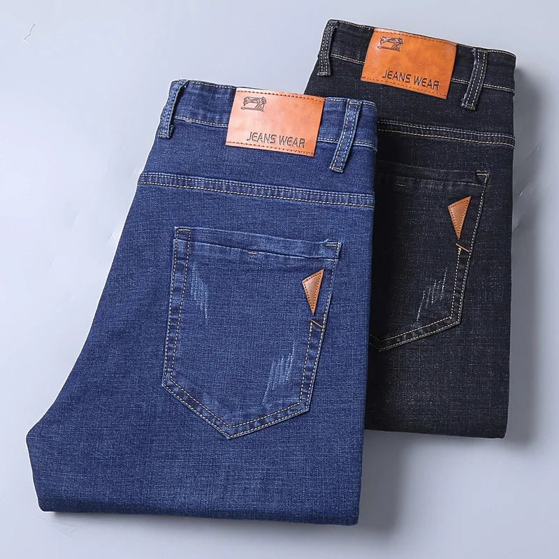 Men Fashion Straight Jeans Men 2024 New Stretch Slim Fit Pants Comfortable Soft Business Denim Trousers Male Brand Clothing - PratSN