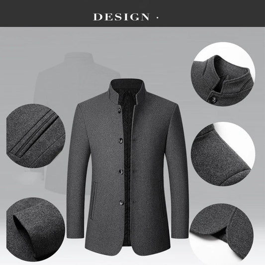 Men Fleece Woollen Blazers Jackets Cashmere Trench Coats Stand - up Collar Business Casual Suits Coats Male Winter Jackets Coats - PratSN