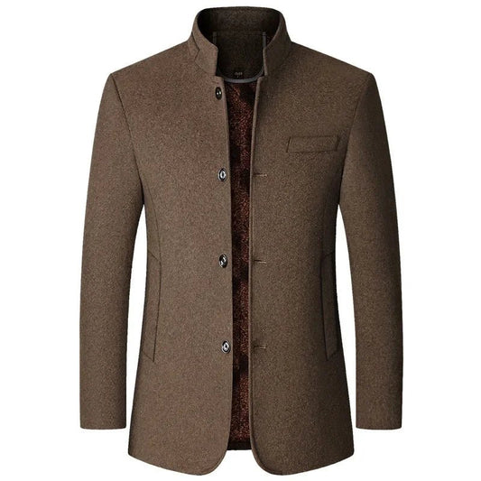Men Fleece Woollen Blazers Jackets Cashmere Trench Coats Stand - up Collar Business Casual Suits Coats Male Winter Jackets Coats - PratSN