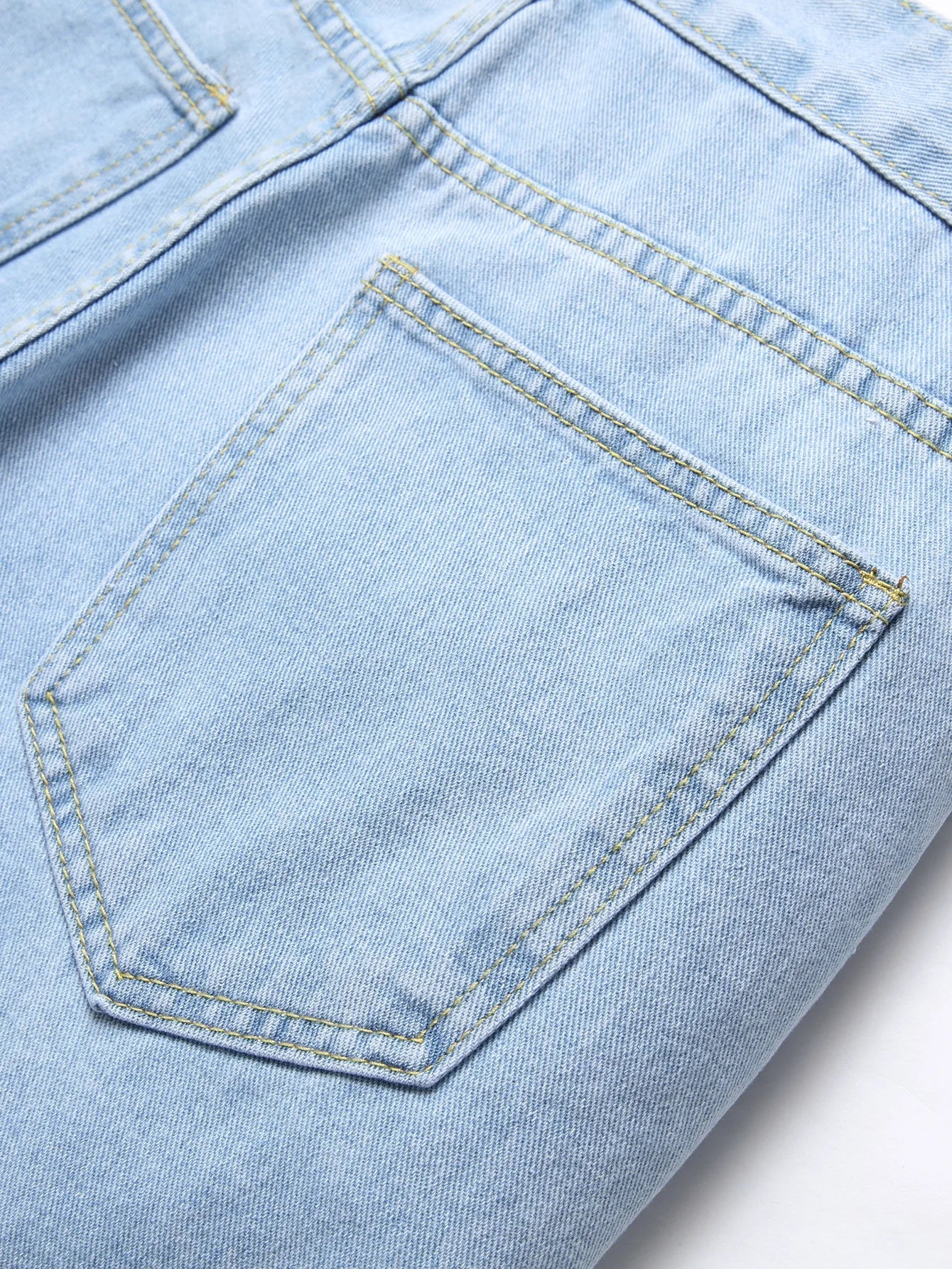 Men Jeans Ankle Length Pants Denim Skinny Ripped Solid Vintage Wash Distressed Slim Fit Pockets - PratSN